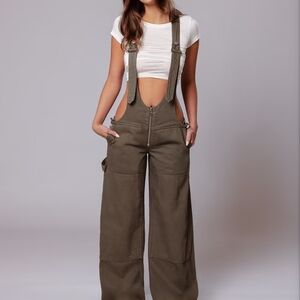 NWT REVICE Plunge Denim Overalls